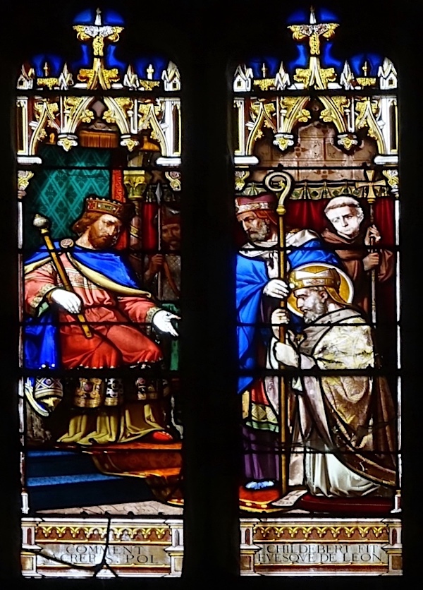Au centre : le roi Childebert fait sacrer Pol évêque de Léon