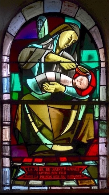 Saint Mammès allaitant (Vitrail)