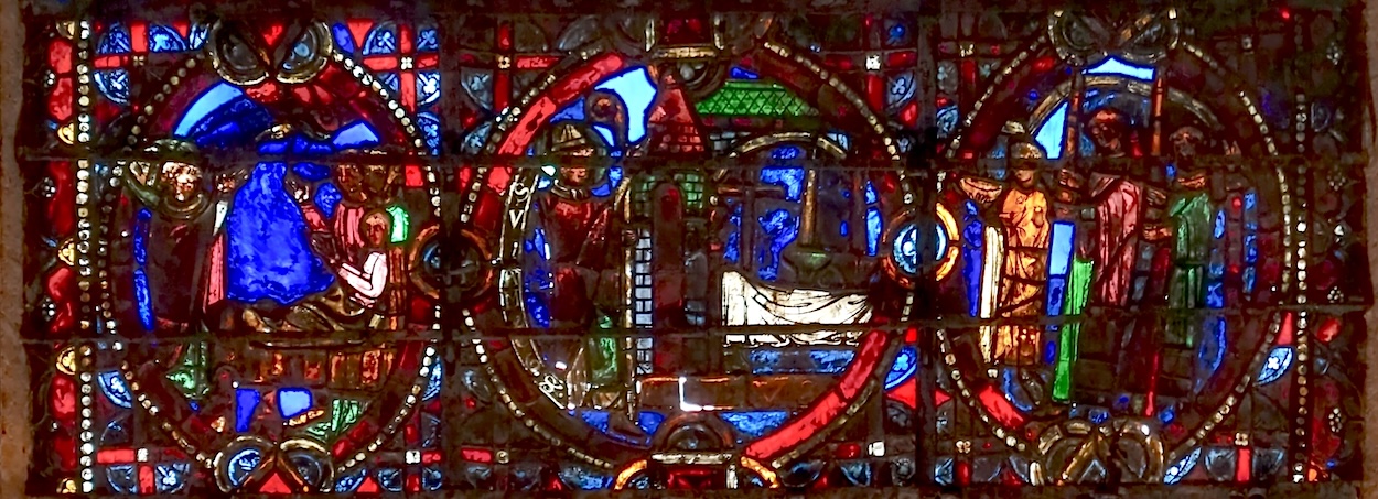 [4] Résurrection du fils de Volusien [5] Saint Germain en prière devant l'église de Varzy [6] procession de trois clercs