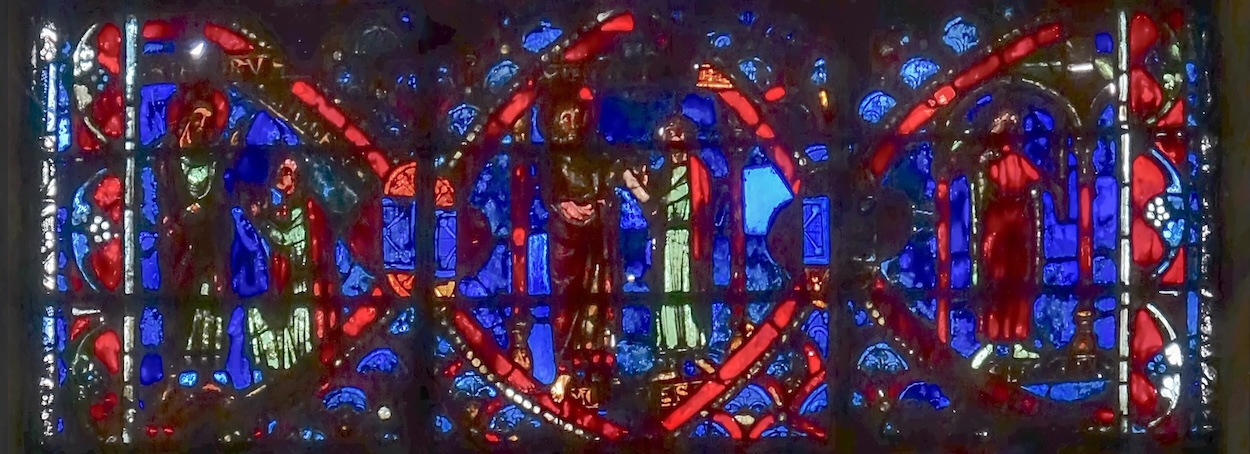 [13] Hermogène se prosterne devant Saint Jacques [14] Saint Jacques lui jette son bâton [15] Hermogène sous une arcature