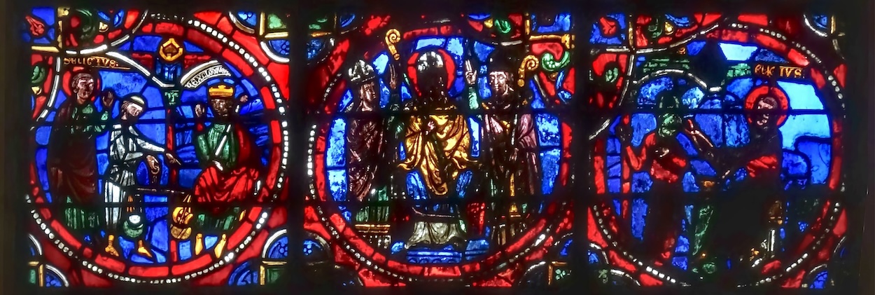 [4] Clovis fait peser de l'or devant Saint Eloi [5] Saint Éloi intronisé évêque de Noyon [6] Saint Eloi pince le nez d'un diable