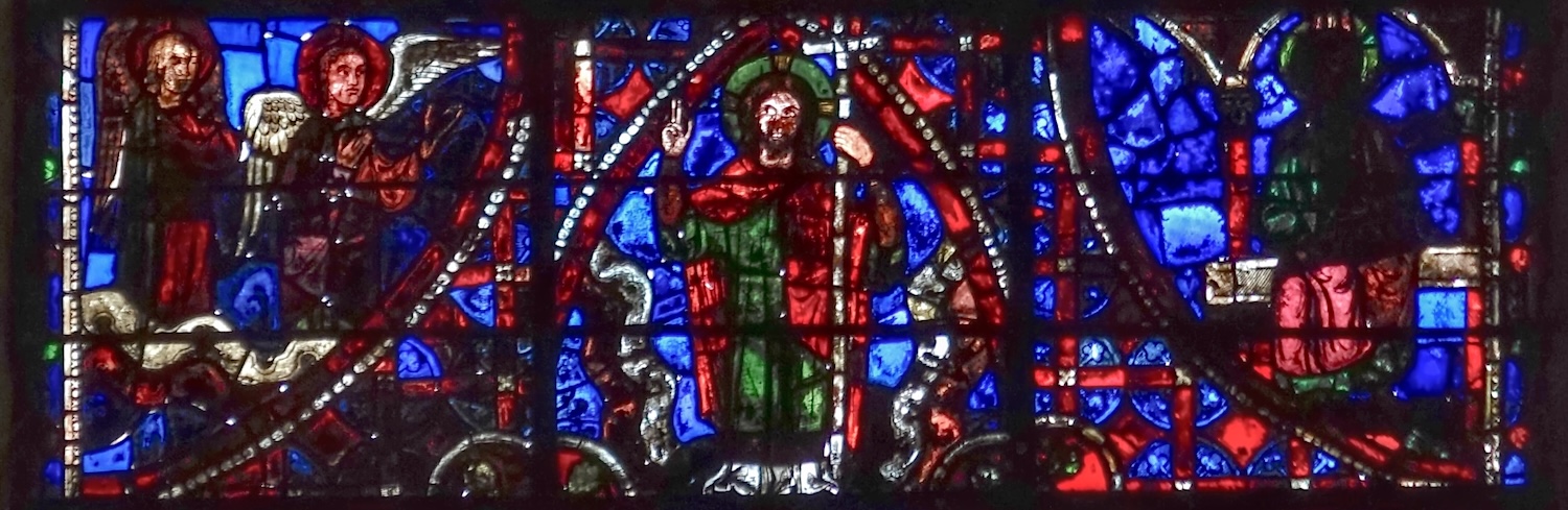 [4] [5] [6] Le Christ de l'Ascension entre deux anges et un apôtre