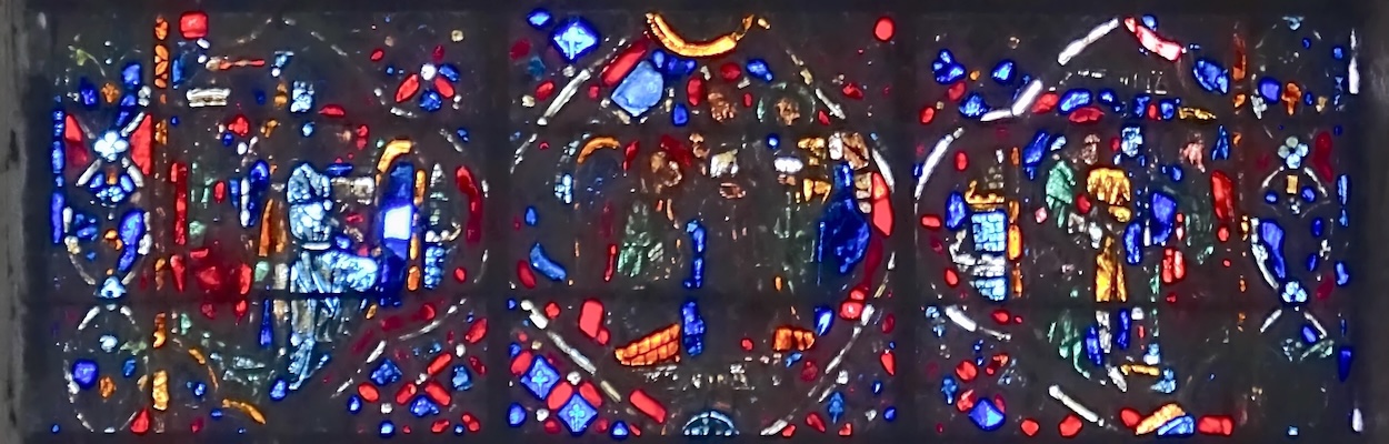 [4] Sainte Catherine jetée en prison sur l'ordre de Maxence [5] Catherine visitée par le Christ et les anges [6] Comparution de Catherine devant Maxence