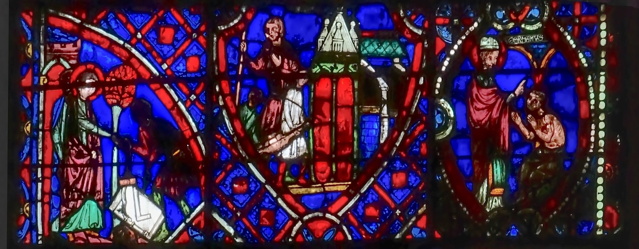 [10] Saint Martin fait batir une église [11] Le maître d'oeuvre devant son édifice [12] Saint Germain et le fils d'Élaphius