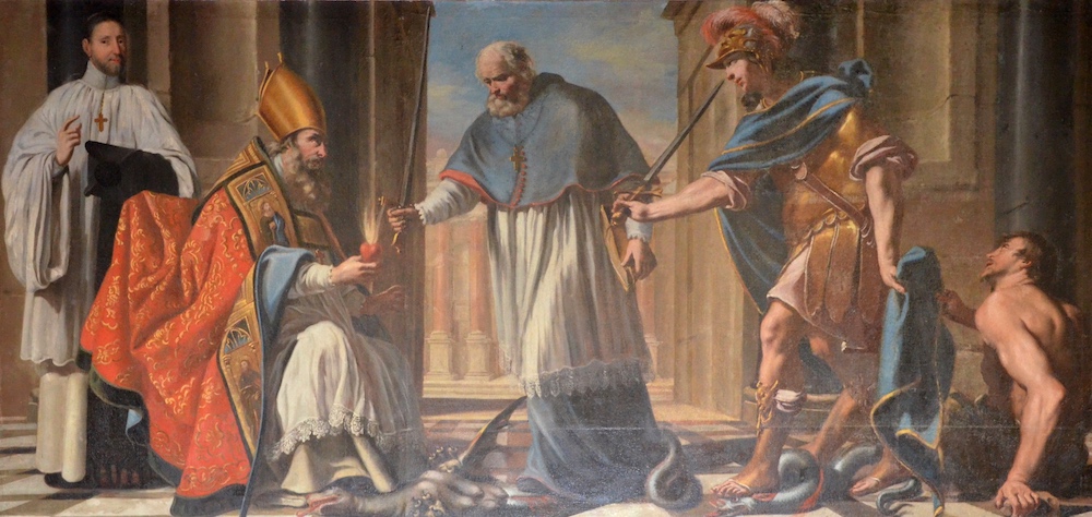 Saint Augustin écrasant l'hérésie (à droite St-Martin)<br /> Eglise Sainte Madeleine - Troyes 10