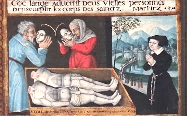 L'ange avertit deux vieilles personnes d'ensevelir le corps des saints martyrs