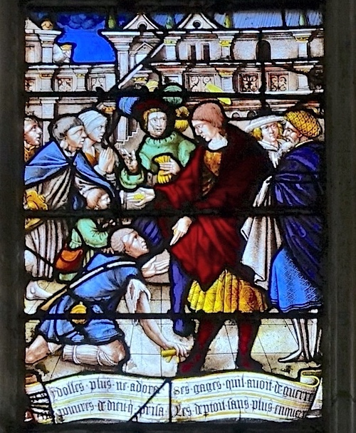 [2] Le saint distribue ses biens aux pauvres.<br>Eglise Saint Florentin - Saint Florentin 89
