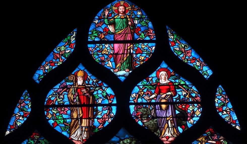 Vitrail : Apostolat de Marie-Madeleine en Provence (partie haute) <br>Eglise Saint Séverin - Paris (5)