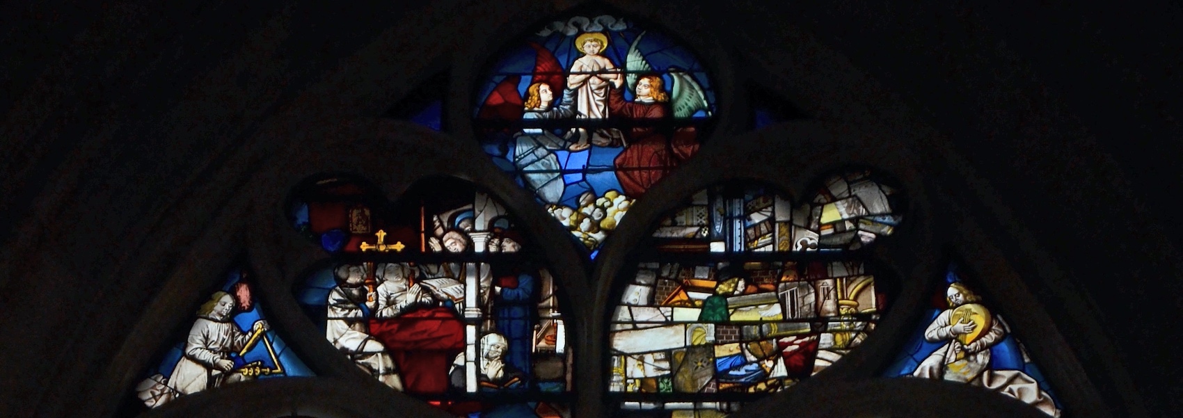 [A] Mort de Saint Nicolas. Son âme est élevée au ciel par 2 anges.<br>Eglise Saint Merry - Paris (4)