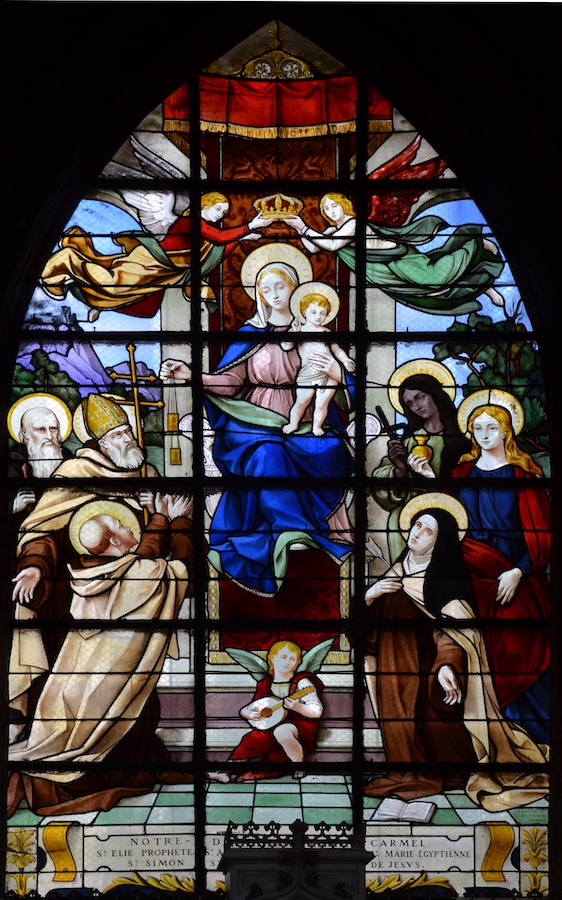 Elie, St Albert, St Simon-Stock, Marie-Madeleine, Marie-l'Egyptienne, Thérèse d'Avila entourant la Vierge<br>Eglise Saint Merry - Paris (4)