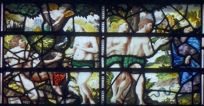 tentation, le Père céleste reproche à Adam et Ève leur désobéissance<br>Eglise Saint Romain - Rouen 76
