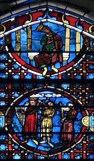 [17] David joue de la harpe, David en trône<br>Cathédrale Saint Etienne - Auxerre 89