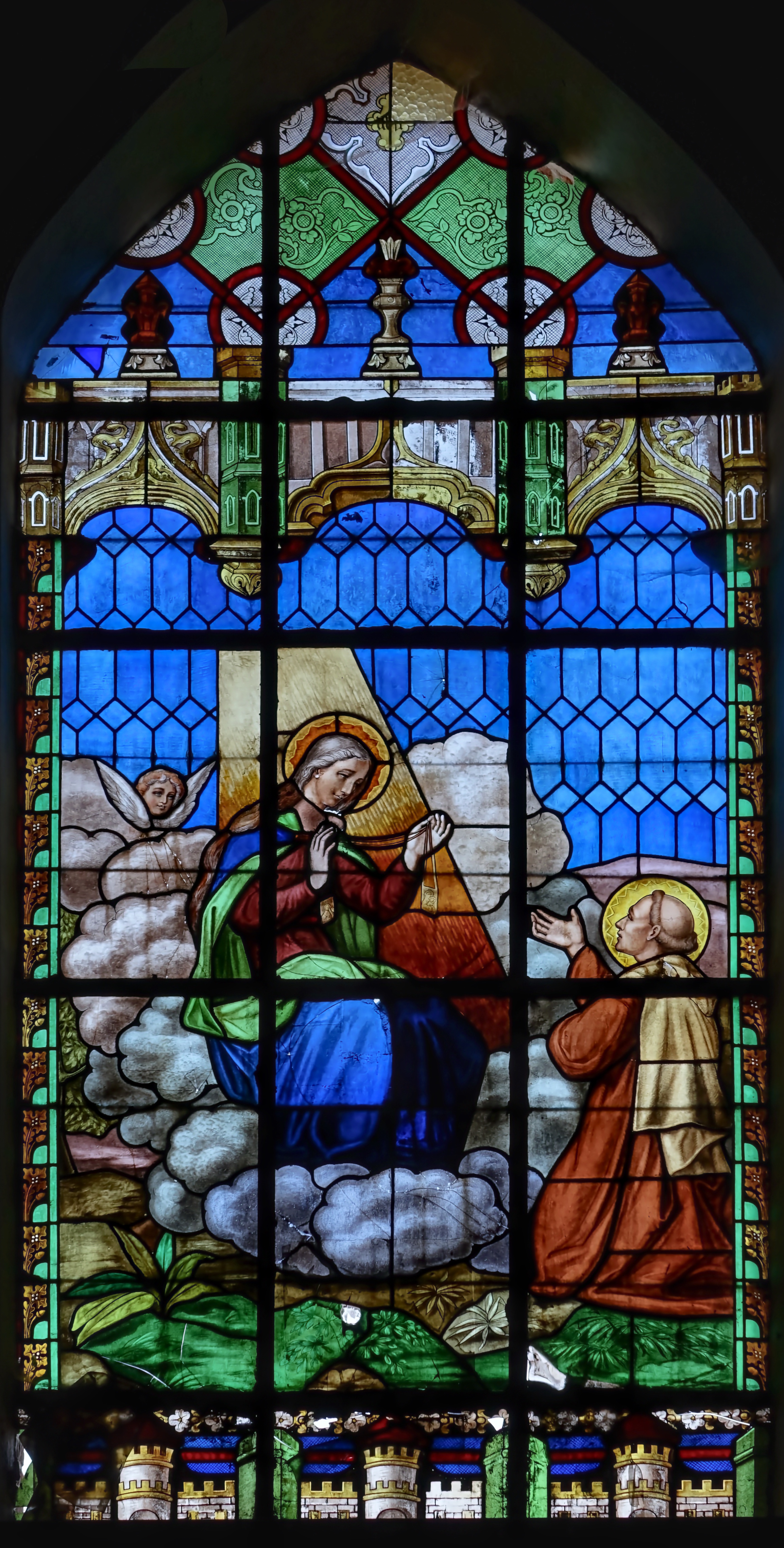 la Vierge Marie remettant un chapelet à Dominique de Guzmán