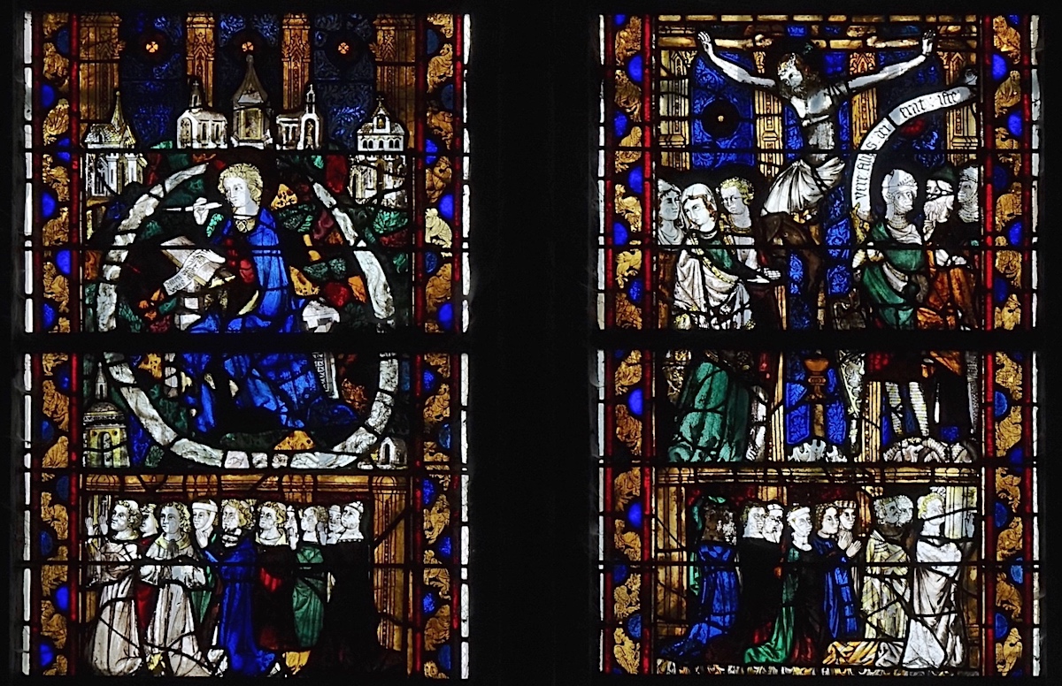 saint Jean à gauche et la crucifixion à droite