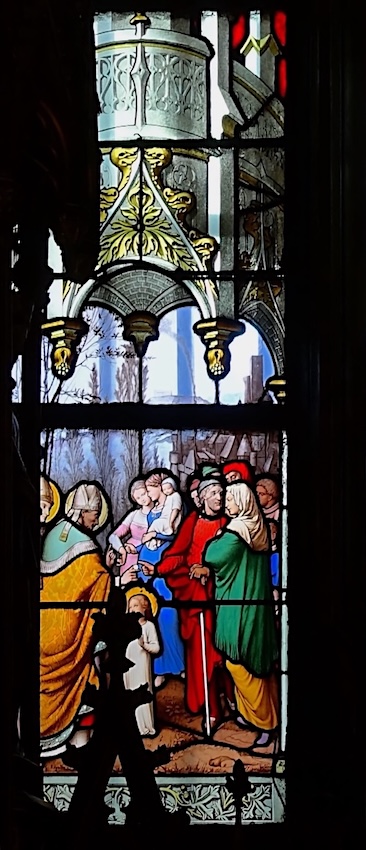 [1] Geneviève enfant rencontre à Nanterre les évêques Germain d'Auxerre et Loup de Troyes.<br>Eglise Saint Etienne du Mont - Paris (5)