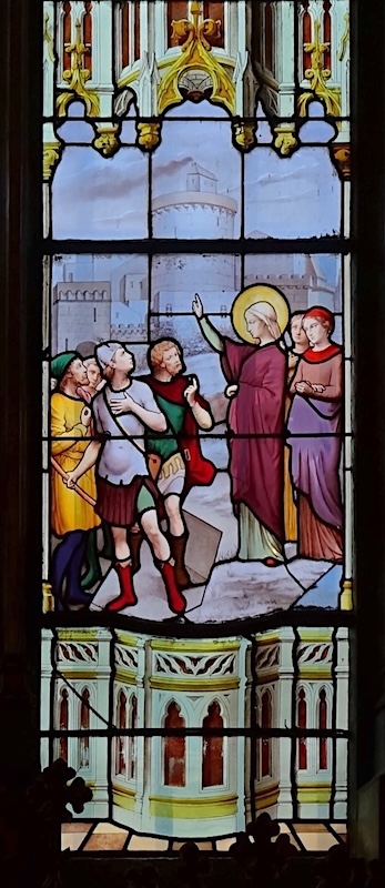 [2] en 451, Geneviève exhorte les parisiens à résister aux Huns qui menacent la capitale.<br>Eglise Saint Etienne du Mont - Paris (5)