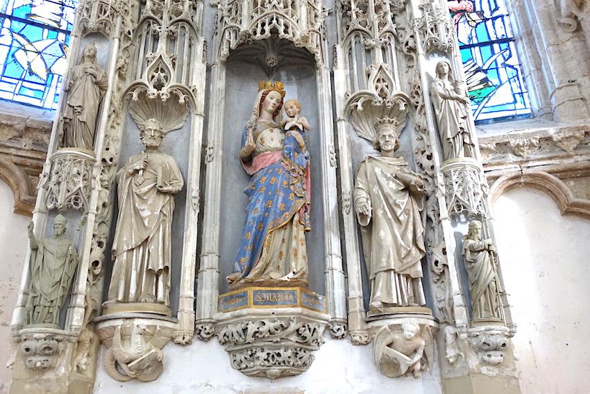 Saint Pierre, Vierge à l'enfant, Saint Louis<br>Chapelle de la Vierge<br>Basilique Saint Mathurin - Larchant 77