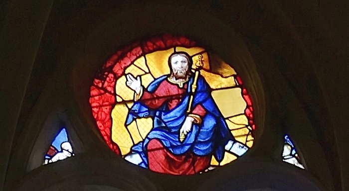 le Christ sur un arc-en-ciel, entouré de séraphins