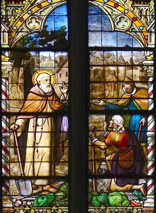 Accueil de pélerins par Saint Fiacre<br>Eglise Notre-Dame des Vertus - Aubervilliers 93