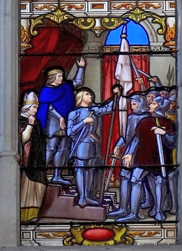 [3] Charles convaincu lui donne une armure, une garde de quelques hommes, et l'autorise à se joindre au dernier convoi pour Orléans.<br>Eglise Saint André - Joigny 89