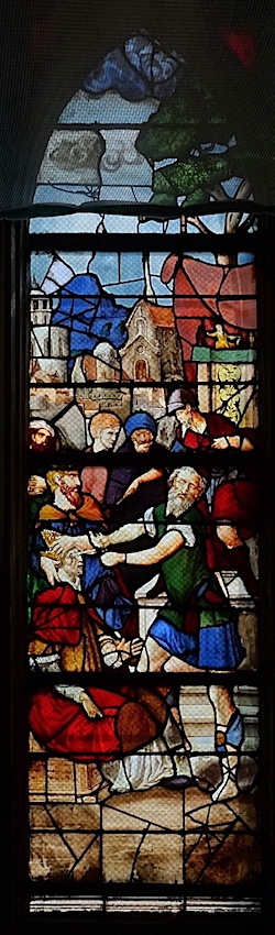 [7] martyre de saint Léger, à qui l'on crève les yeux au moyen d'une tarière