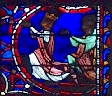 [16] Paul convertit l'épouse de l'empereur Néron. Ils sont représentés agenouillés, en prière, les mains jointes et tendues vers le ciel.<br>Cathédrale Notre-Dame - Rouen 76