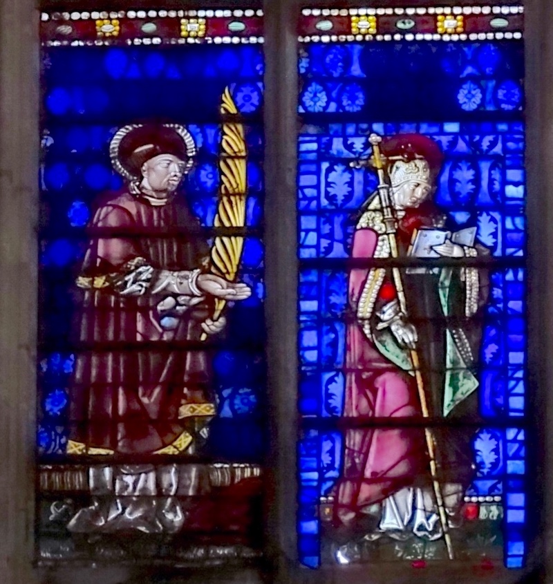 [4] Saint Etienne présente le donateur (réduit à sa tunique rouge) et Saint Claude