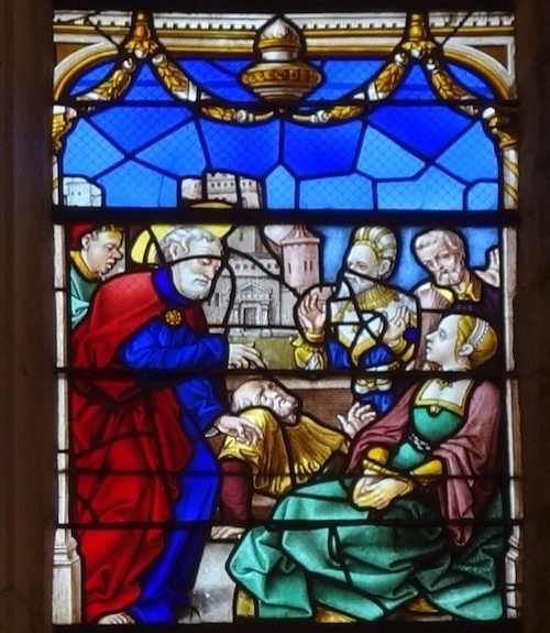 Condamnation d'Ananie et de Saphire.<br>Abbatiale St Pierre St Paul - Ferrières-en-Gatinais 45