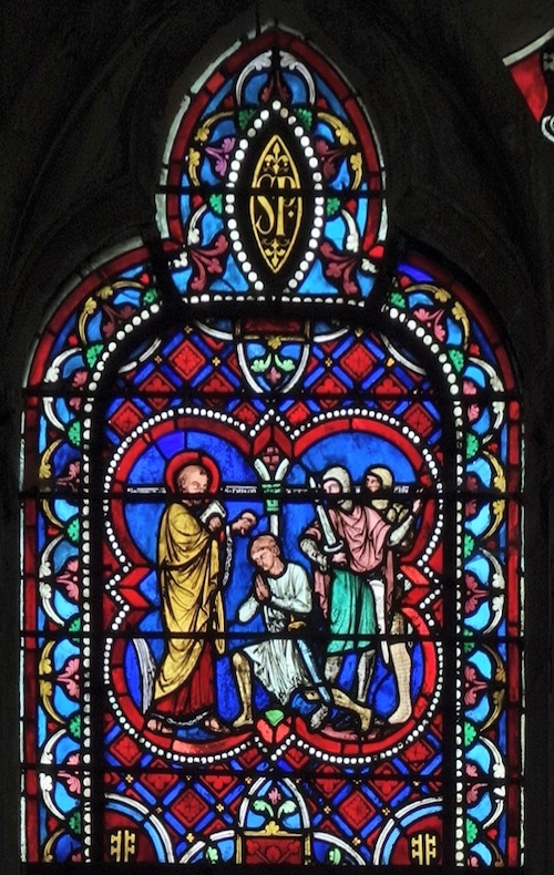 [5] Pierre baptisant le centurion Corneille.<br>Abbatiale St Germain - Auxerre 89